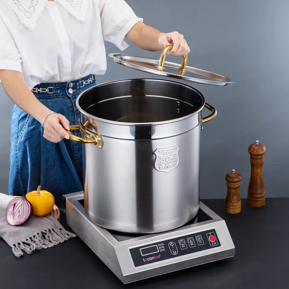 304 Stainless Steel Kitchen Hot Soup Pot Thickened Metal Commercial Cooking Kitchen Pots Soup & Stock Pots
