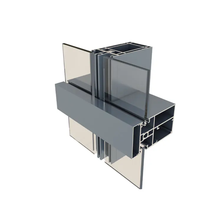 Building Facade Aluminum Structural Semi Frame Unitized Glass Curtain Wall