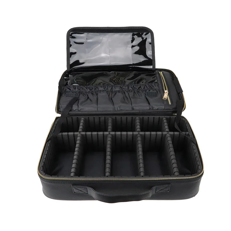 New Large Capacity Desktop Cosmetic Storage Box Waterproof Leather Travel Portable Makeup Bag Case With Led Light Mirror