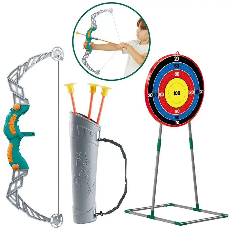 Education Outdoor Toys Sport Shooting Toy Set Suction Cup Quiver Target Frame Set Recurve Bow and Arrow Archery Game for Kids