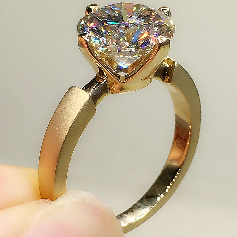 CVD Diamond 18k Pure Gold Jewelry Six Claws Lab Grown Ring for Women Wear