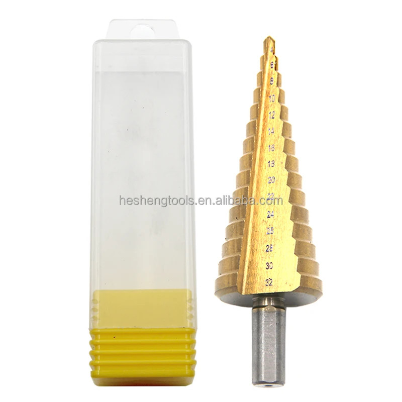 4-32mm HSS 4241 Steel Large Step Cone Titanium Coated Metal Drill Bit Cut Tool Set Hole Cutter
