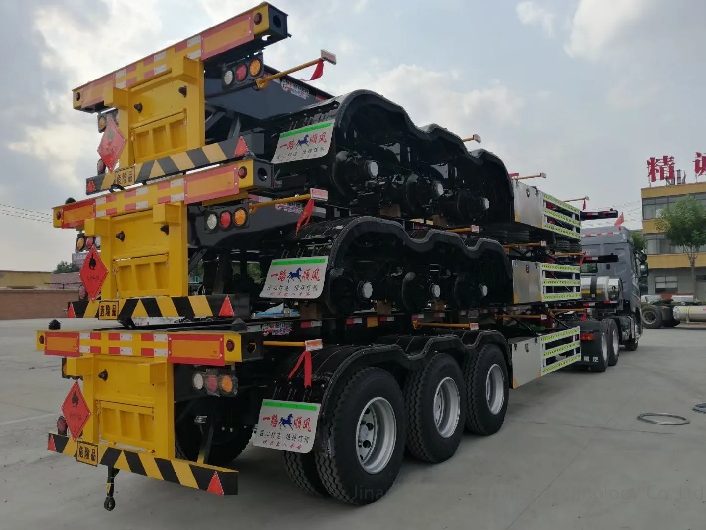 Hot Sale 3Axles Flatbed Semi Trailer 20ft Container Trailer flatbed Container Trailer