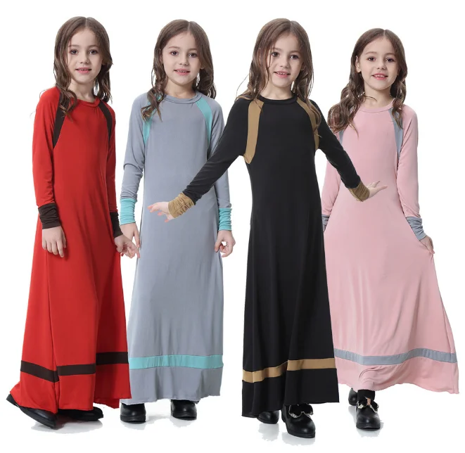 wholesale muslim girls Dress Clothing Arab children Muslim Prayer Clothes kids abayas kaftan YMY118