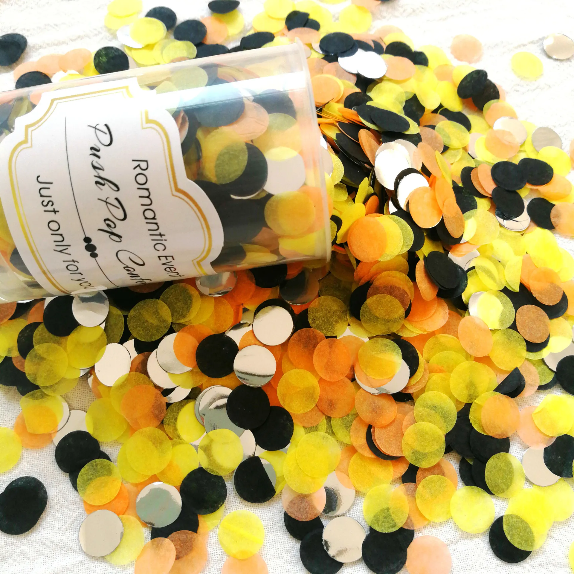 Wedding party colorful confetti push toy flower scattering round confetti push tube push pop for Baby shower Surprise activity