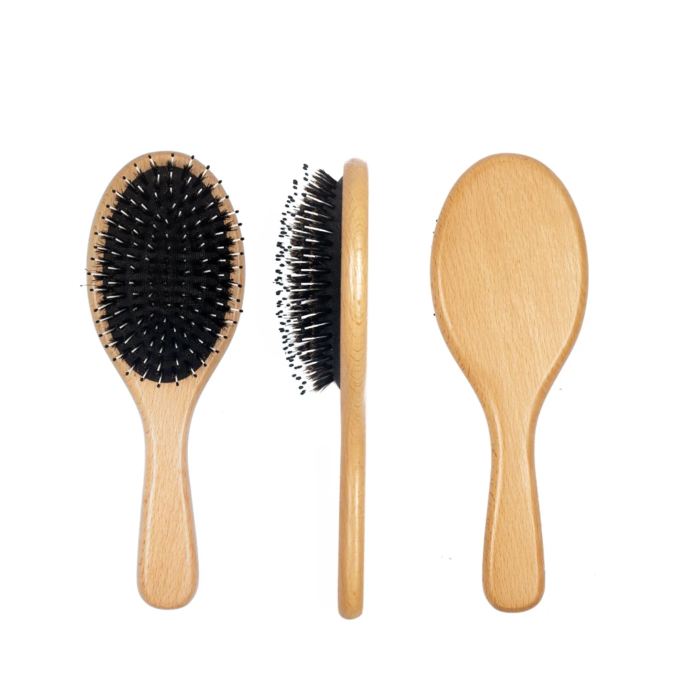 Boar Bristle Hair Brush Natural Beech Comb Hairbrush for Curly Thick Long Dry Wet Hair Detangler Massage Brushes
