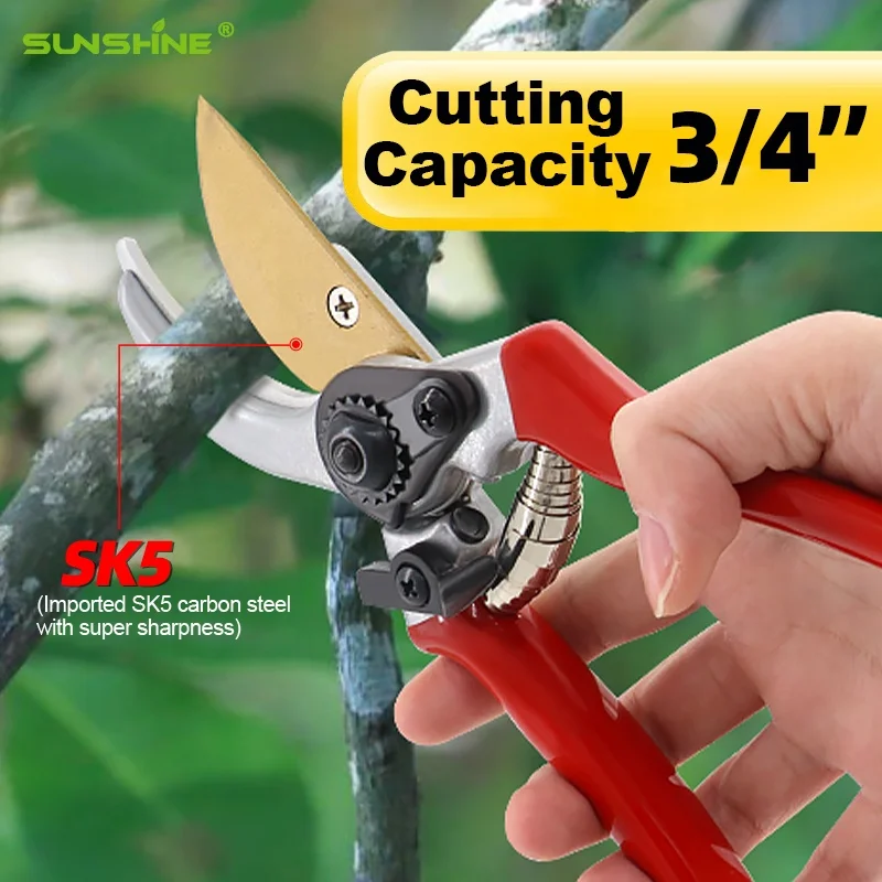 SUNSHINE Hot sale Trimming Fruit shears 8' Pruning Scissors Gardening hand Pruners Shears for Cutting Flowers Plants Bonsai