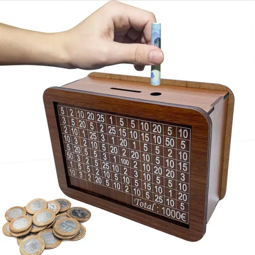 Vintage Wooden Craft Money Box for Home and Office