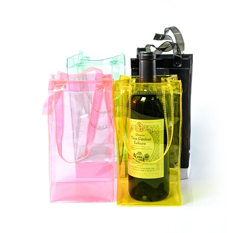 PVC 1.5 liter bottle of wine PVC cooling bag Durable drop resistant beverage personal bottle cooler plastic bag