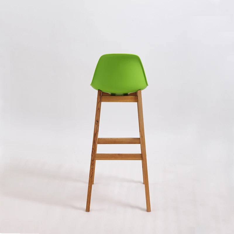 Nordic Style Plastic Breakfast Wood Leg Bar Stool Chairs With Footrest For Sale