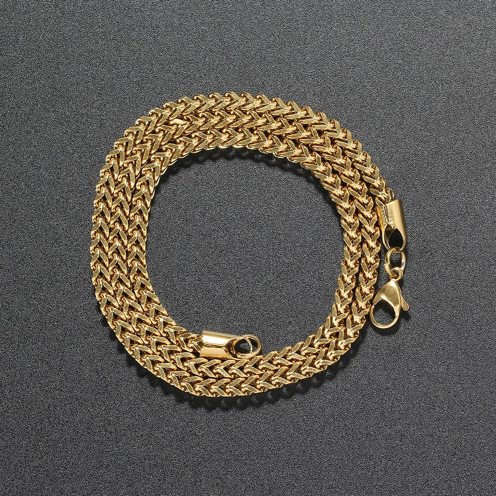 Wholesale 18K Gold 14K Gold 3mm Franco Chain Men Women Necklace Stainless Steel Chains