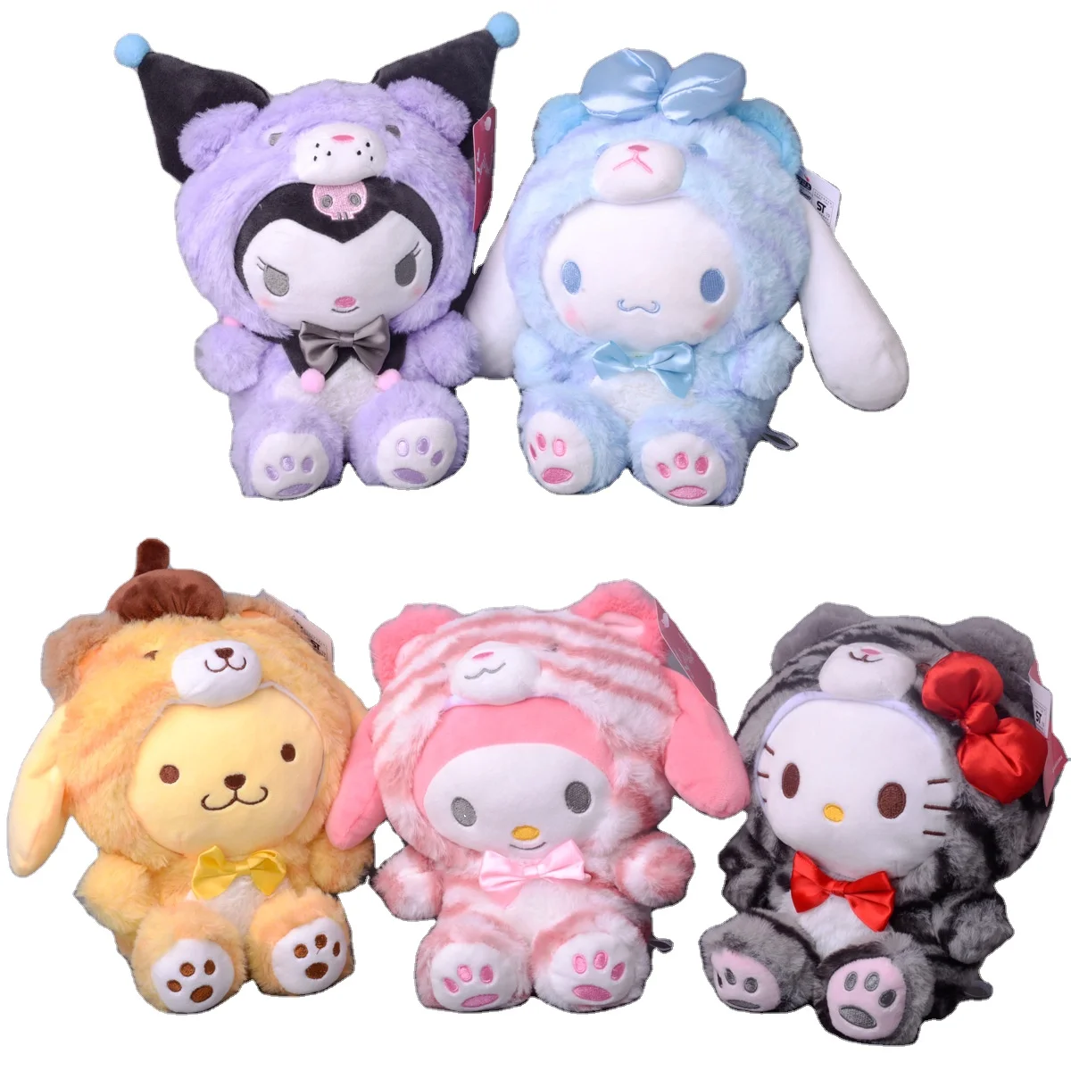 DHF437 оптовая продажа мультяшная кавайная серия «Тигр» мелодия Cinnamoroll Kuromi Pompurin короткая Мягкая Плюшевая Кукла