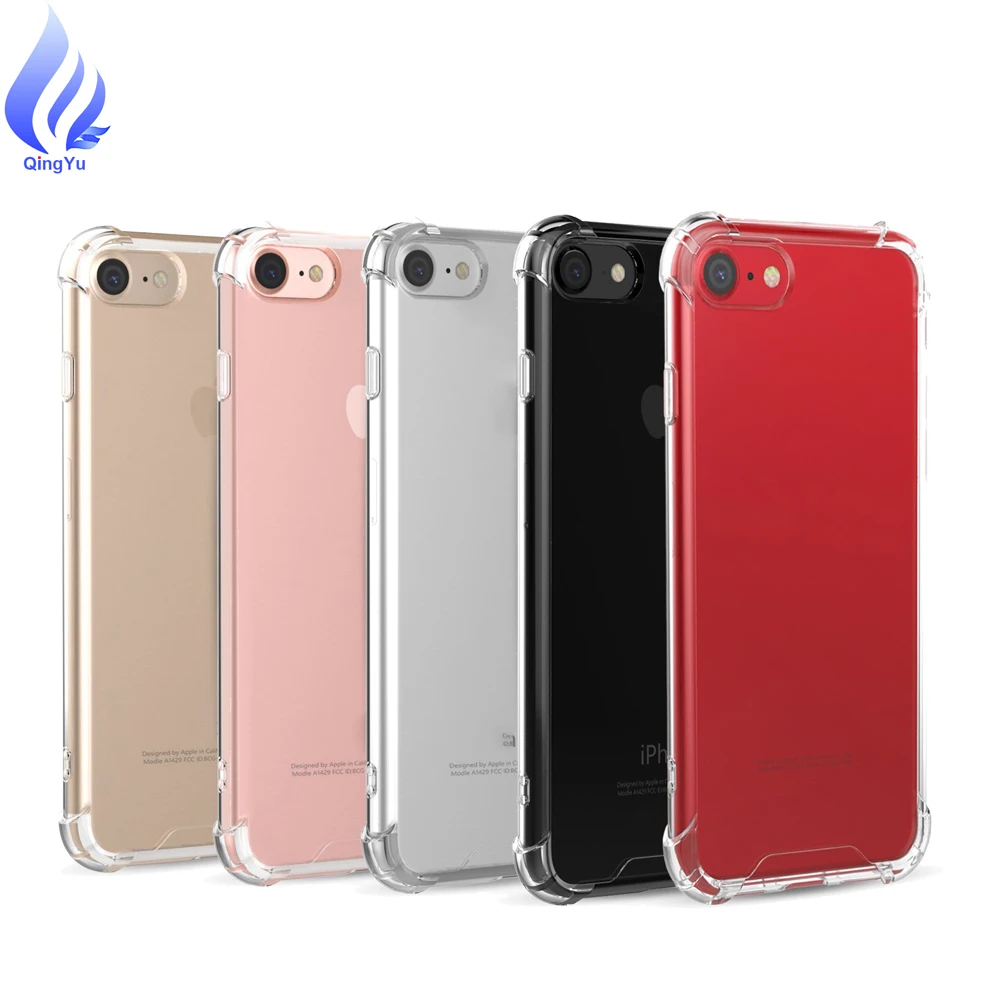 Wholesale Transparent Shock Absorption Case 1.0mm TPU Frame and PC Back Bumper Case For iPhone 7 8 Plus