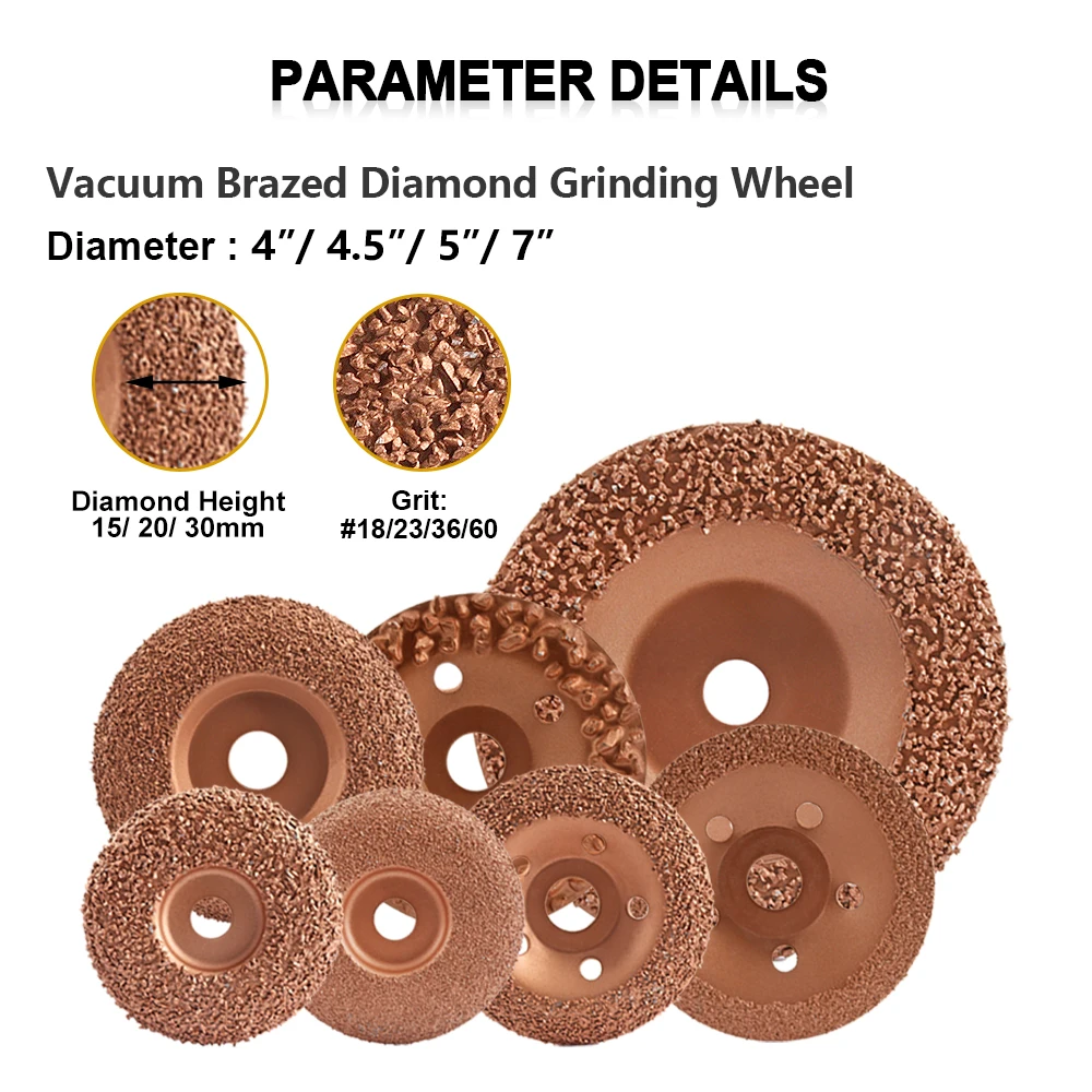 Vacuum Brazed Tungsten Carbide Grinding Wheel Wood Sanding Carving Shaping Disc Fabric Rubber Grinding Disc for Angle Grinder