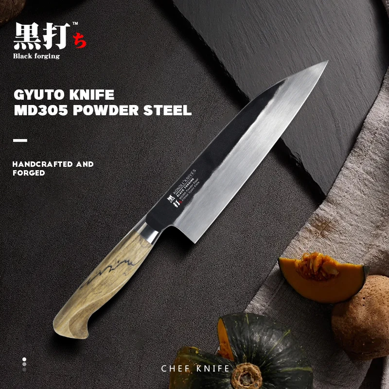 210MM Black Forged Kitchen Japanese Knife Japan MD305 Powder Steel High Carbon with Spotted wood handle Canteens Restaurant