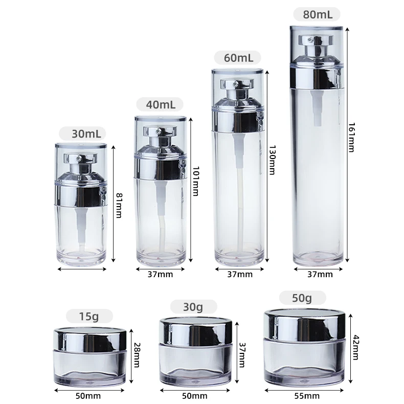 
30ml 40ml 60ml 80ml plastic luxury lotion bottle set for cosmetics containers and packaging 