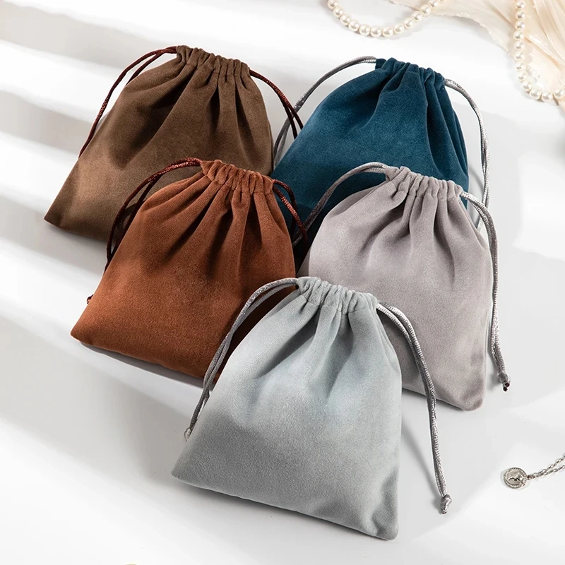 Роскошные пользовательские пухлые золотые логотипы круглые ювелирные изделия для хранения мешков на шнурке подарочные пакеты