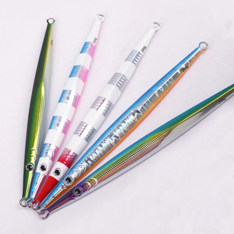 JiggingDuke 80g/100g/150g/200g/250g/300g fast sinking luminous vertical boat fishing Metal Jigs slow pitch jigging lure bait