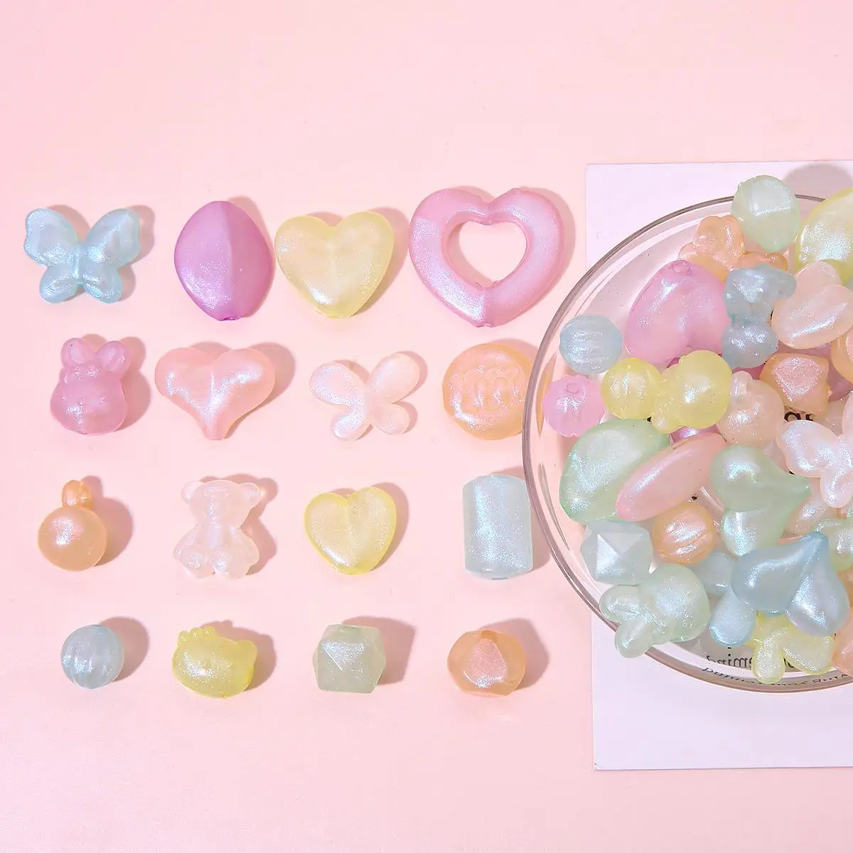 quzhi acrylic semi-transparent blue light mixed color loose beads handmade DIY hair accessories Bracelet Necklace Pendant earrin