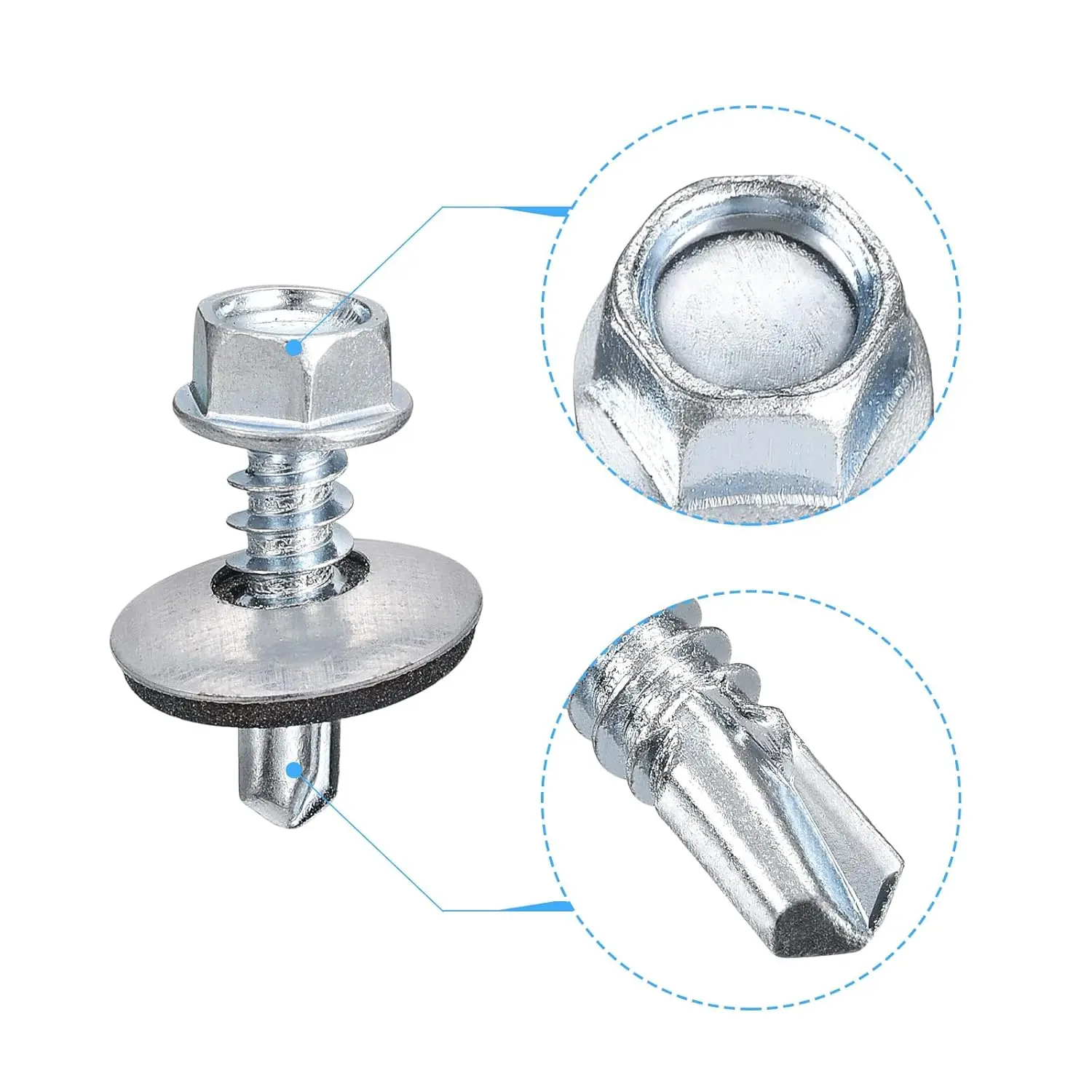 China Factory Supply Galvanized Hex Washer Head Self Drilling Screw Roofing Tek Screws