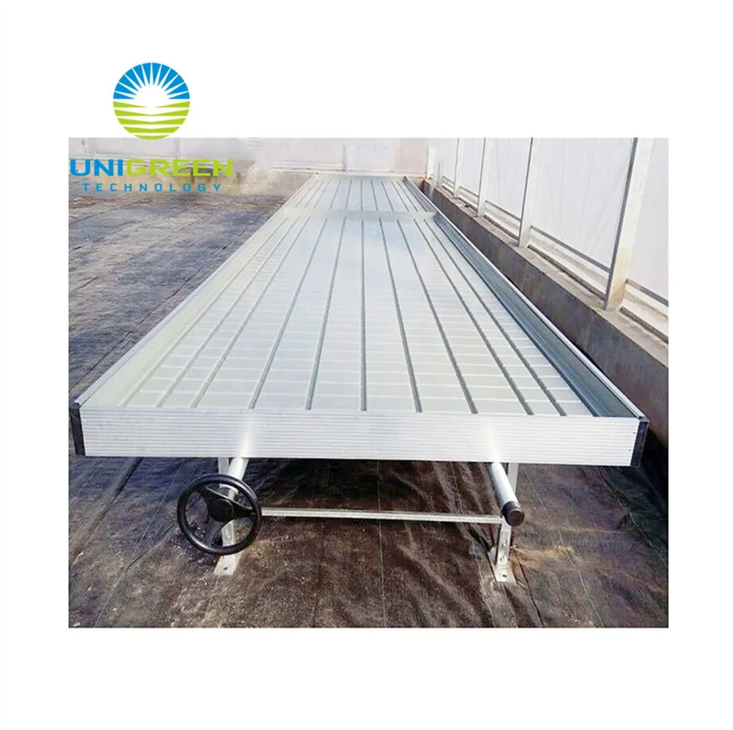 4 x 8 Inch Standard Size Sloping Table Agricultural Mobile Hydroponic Cellar with Drainage for Greenhouse and Warehouse