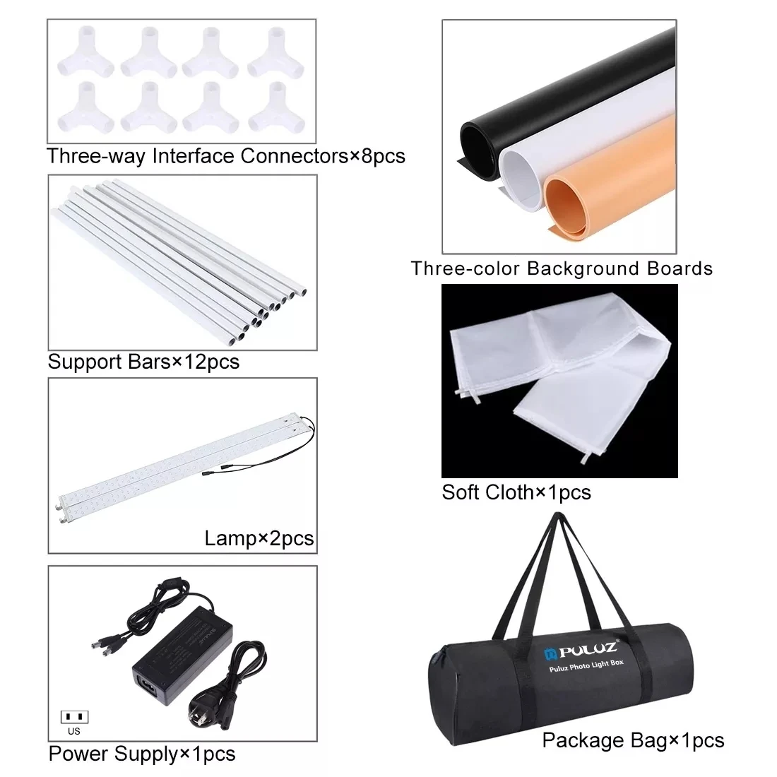Wholesale Puluz 80cm 8500Lm Portable Photo Studio Light Box With 3 Colors Backdrops