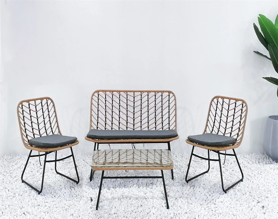 High Quality 4Pcs Patio Furniture Set Sofa Set Outdoor Modern Patio Rattan Sofa Set Furniture For Sale