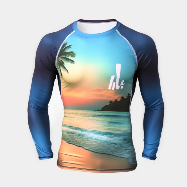 custom Sublimation printed UV Protection Compression shirts surfing bjj mma Lycra rash guard kids jiu jitsu rash vest for unisex