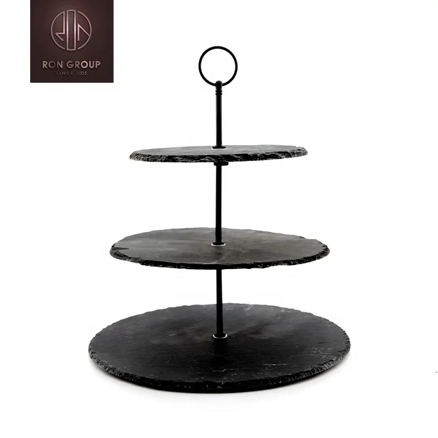 Wholesale Rectangle Black Color Natural Edge Warming Slate Plate Serving Platters Serving Dish Plates For Restaurants