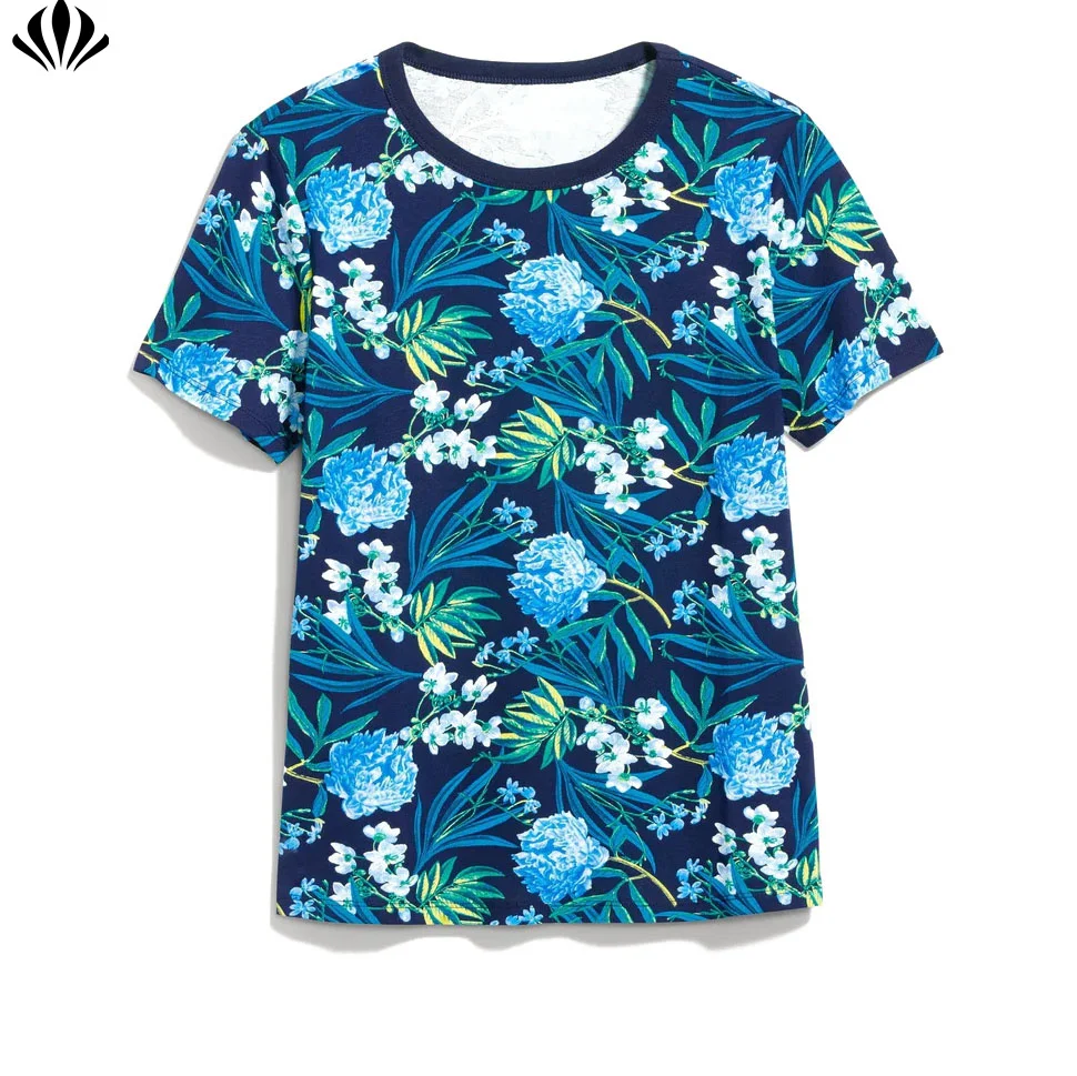 High Quality Crew Neck  Short Sleeve T-shirt Women 100% Cotton Printed T-shirt