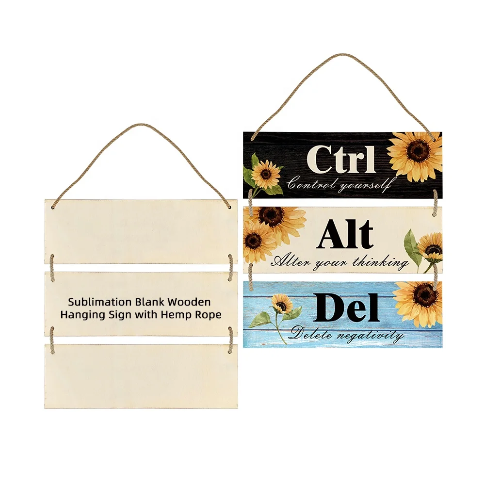 Prosub Sublimation Blank Wood Sign Rectangle Door Board Hanging Home Wall Door Decor Sublimation Plaques With Rope