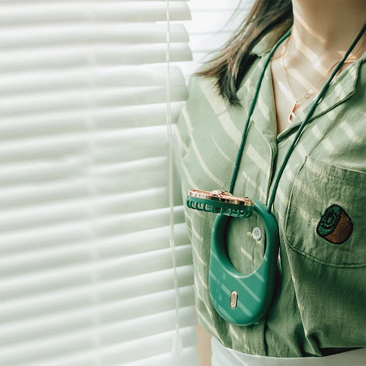 2021 New Retro folding hanging neck small fan handheld cooling hands-free hanging neck fan for outdoors traveling