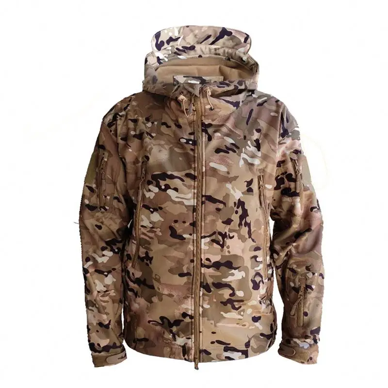 Winter Outdoor Tactical Camouflage Jacket Plus Fleece Windproof Ski Riding Warm Jacket CS Training Hunting Combat Uniform