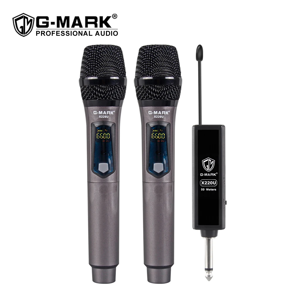 G-MARK X220U UHF Запись микрофон для караоке беспроводной с перезаряжаемой литиевой батареей приемник работы 5 часов