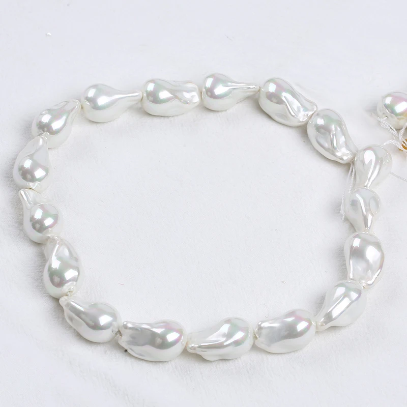 Hot sale Natural White 10*15mm/15*22mm/12*15mm Large Baroque Shape Shell Loose Pearl Strand