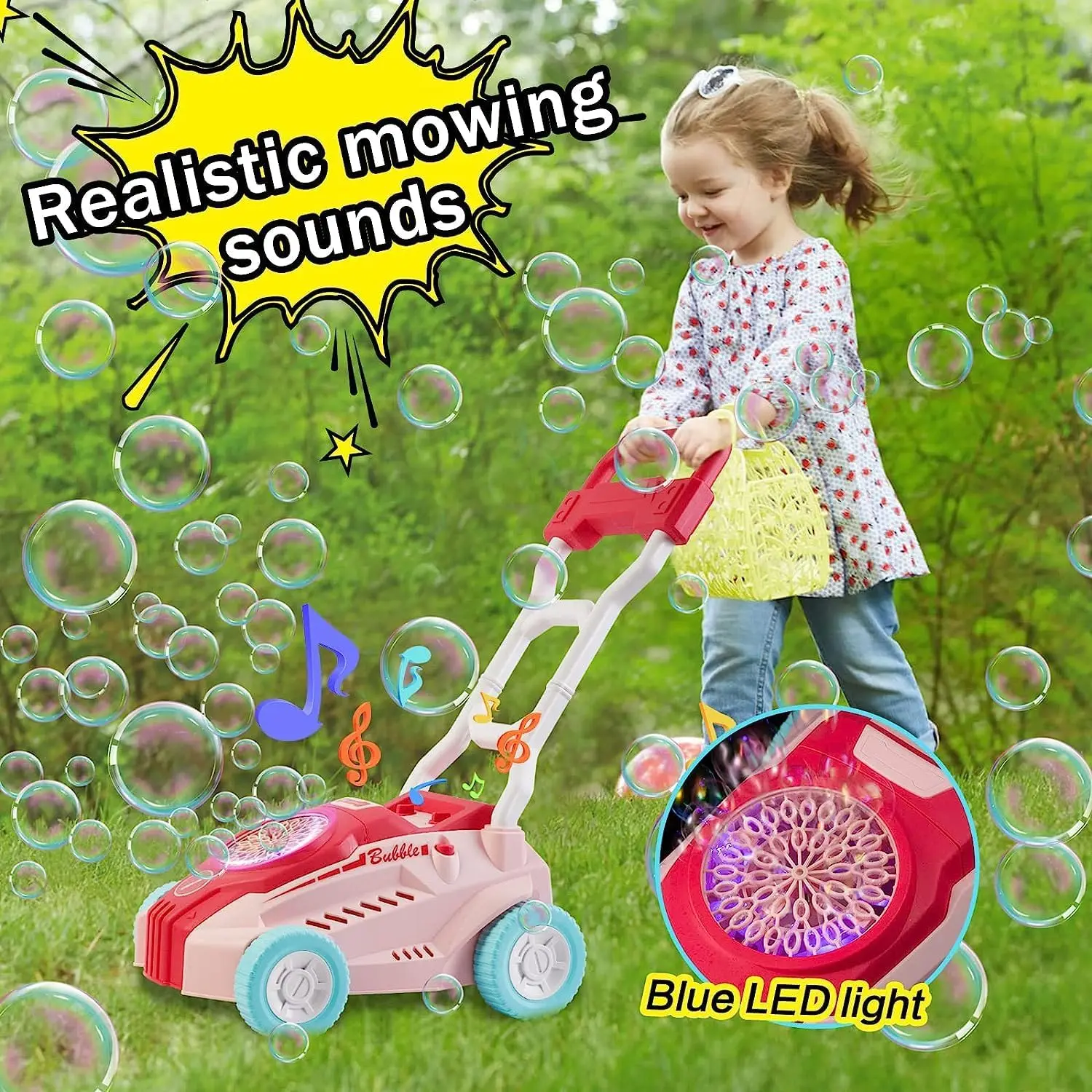 Bubble Lawn Mower Machine Bubble Gun for Toddlers Automatic Summer Outdoor Toys for Kids