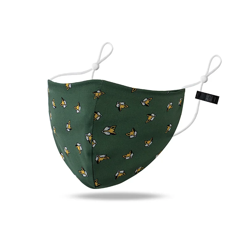  Легкие Сатиновые тканевые гладкие дышащие пыленепроницаемые моющиеся маски с принтом хлопковые модные для лица