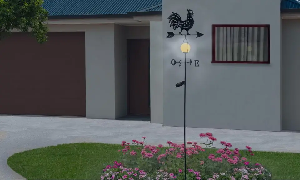decoration garden metal animal cock solar light stake