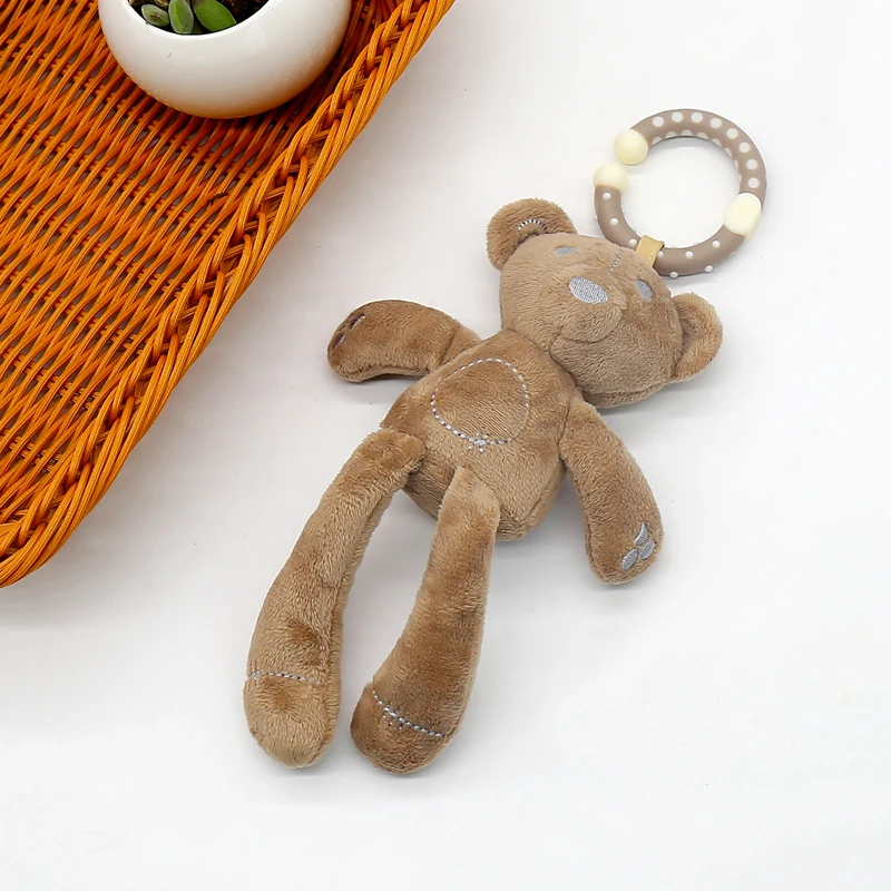 cute Baby Crib Stroller Toy Rabbit Bunny Bear Soft Plush infant Doll Mobile Bed Pram kid Animal Hanging Ring Ring Color Random