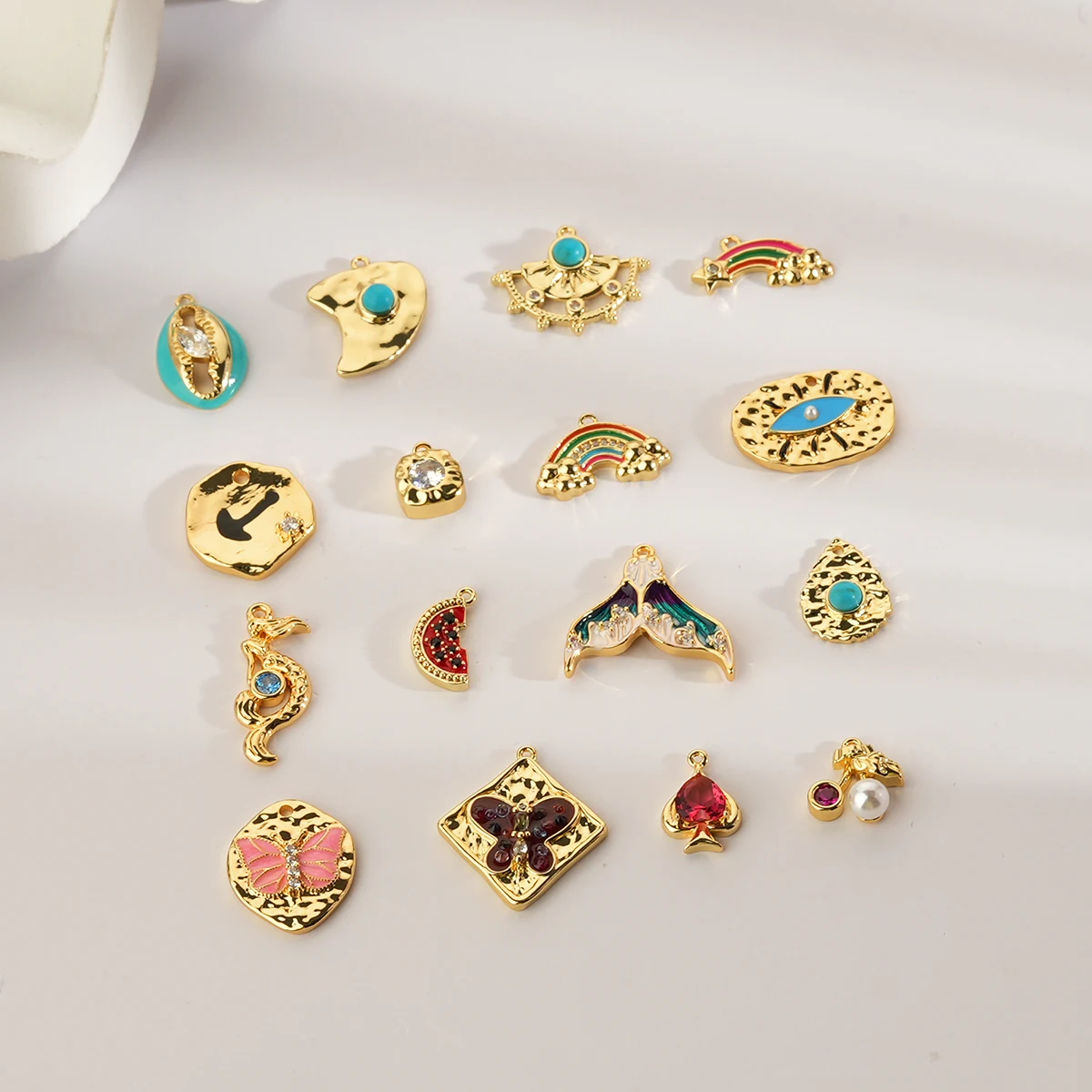 Hot Selling Bohemian Style Copper Turquoise Pearl Crystal Accessories Pendant Charms For Jewelry Making