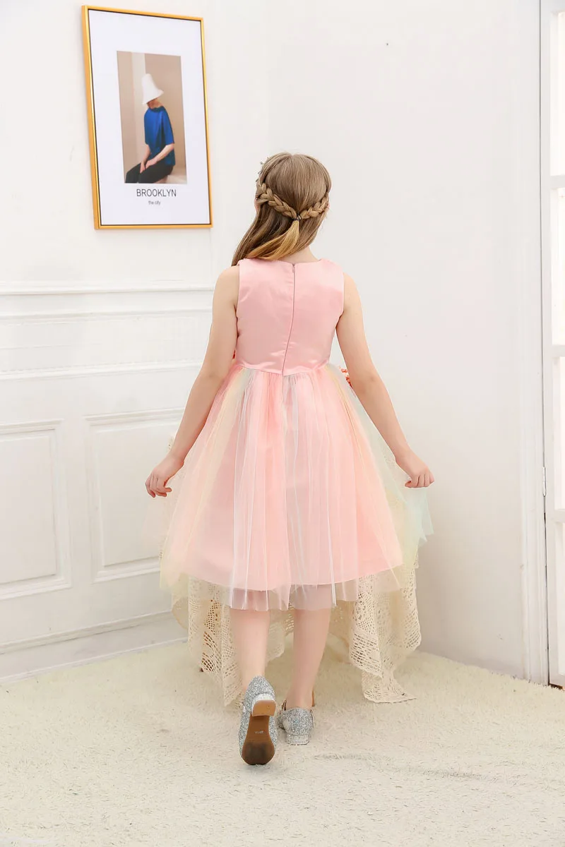 Wholesale Custom Flower Girl Dresses Wedding Kids Lace Birthday Dress Girls Kids Princess Tutu Dress For Kids