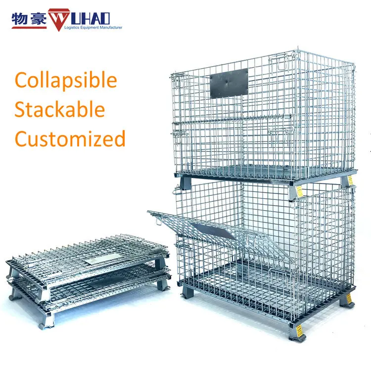 Wire Mesh Cage Type and Heavy Duty Scale storage boxes & bins,Stackable Steel Industrial Storage Pallet Cage