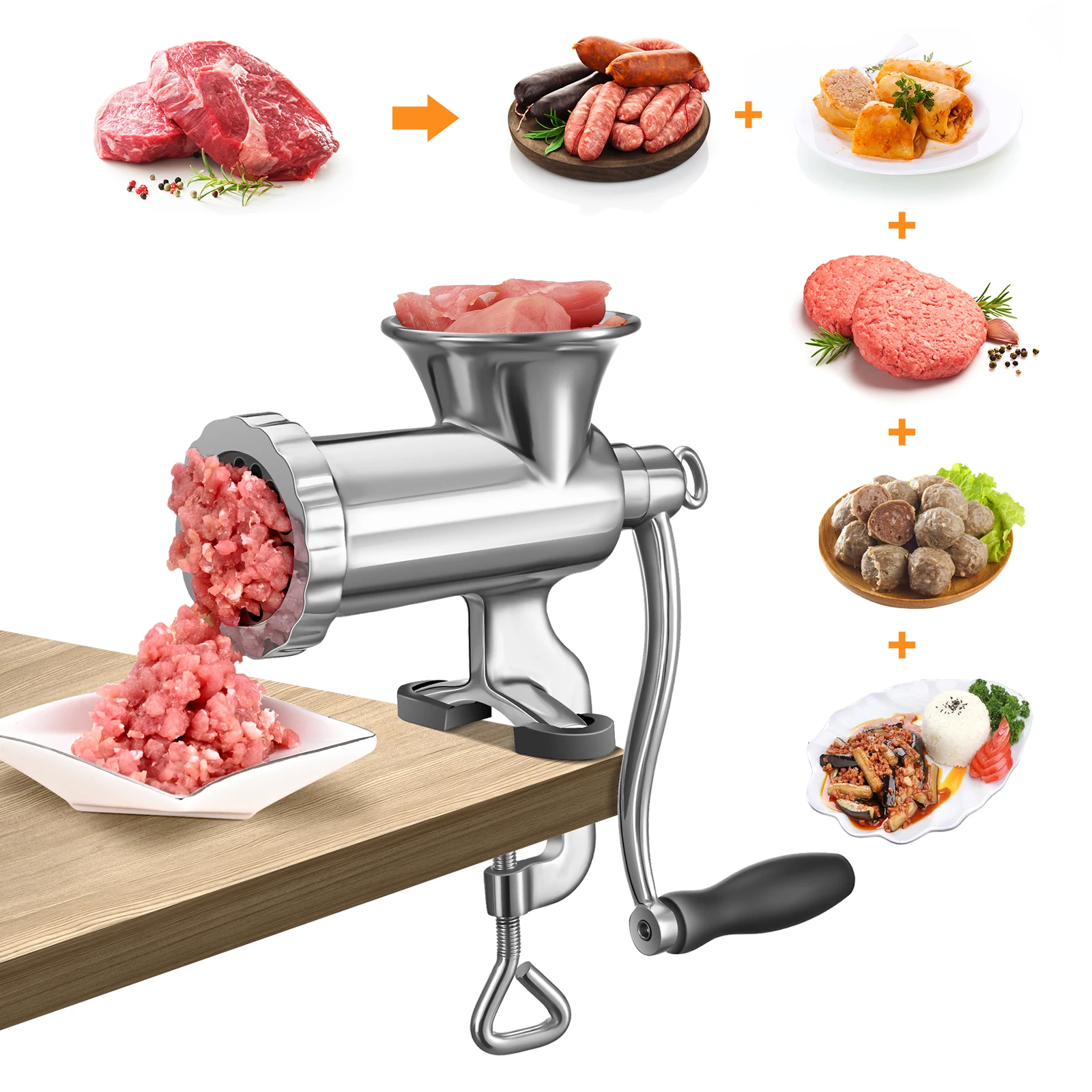  Модная ручная маленькая Мясорубка из нержавеющей