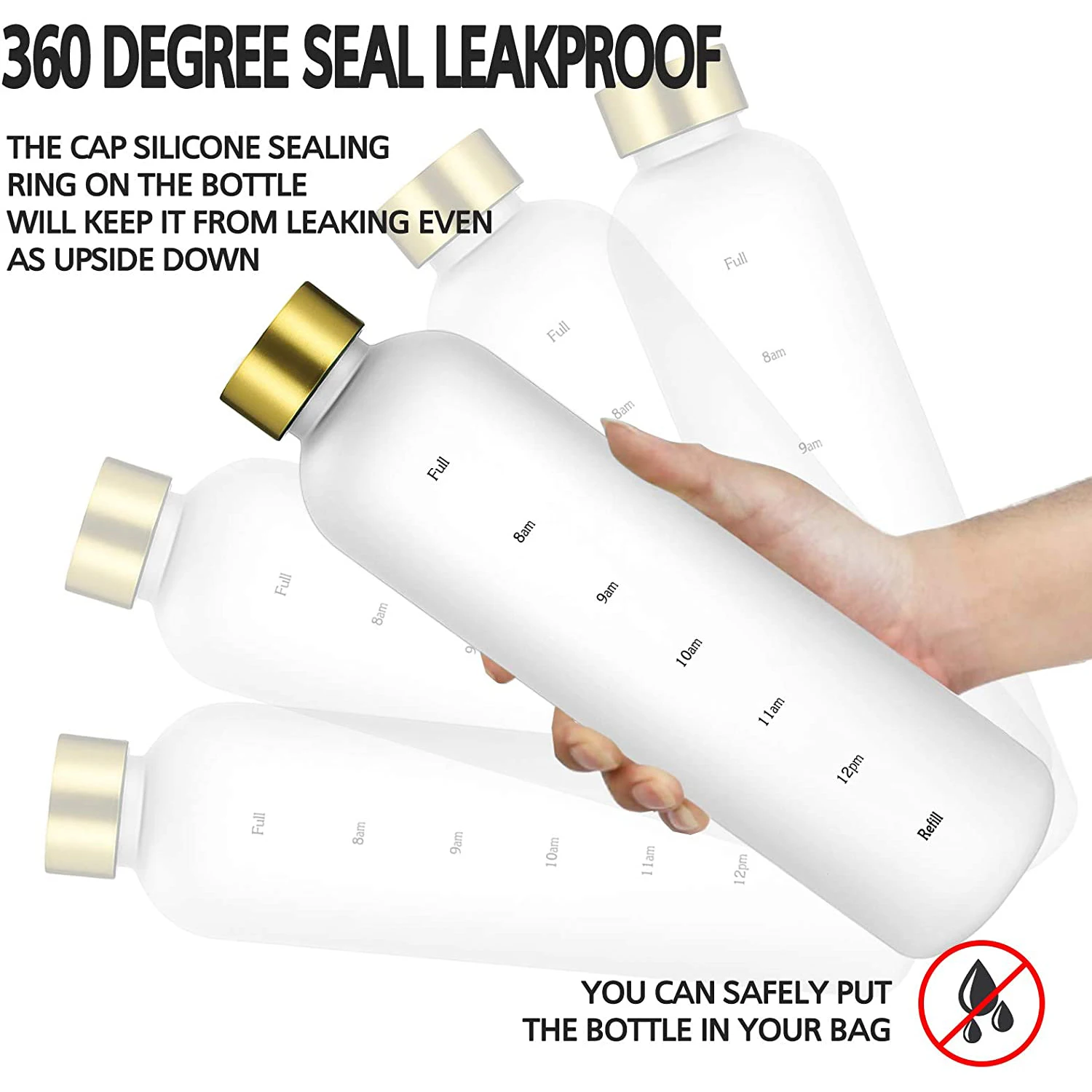 Wholesale 1000ml Borosilicate  Sublimation Glass Water  Bottle with time marker BPA Free