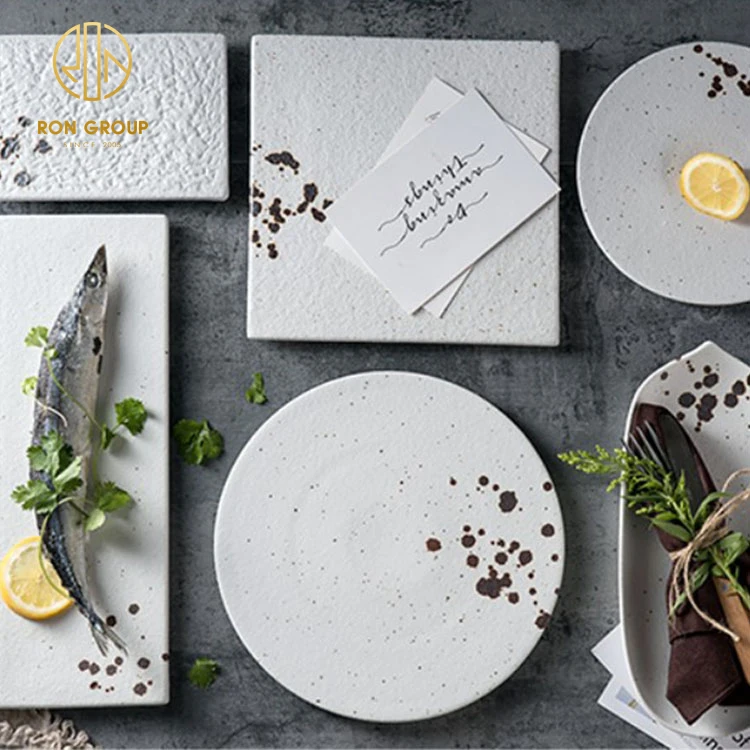 Restaurant Decoration Tableware Snack Saucer Plates Dishes Set splash ink porcelain round Mini Ceramic Appetizer Serving Dishes