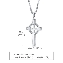 Stainless Steel Vintage Viking Celtic Cross Pendant Necklace Gold Cross Necklace For Men