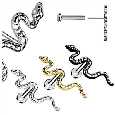 Factory Handmade F136 Titanium Earrings Snake Shape Women Men Body Lips Studs Wholesale Jewelry