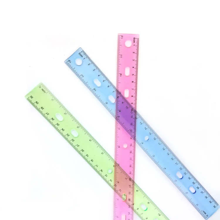 Office Desk Eco Friendly 30cm Double Sides Ruler Measuring Tools Plastic Straight Ruler Set