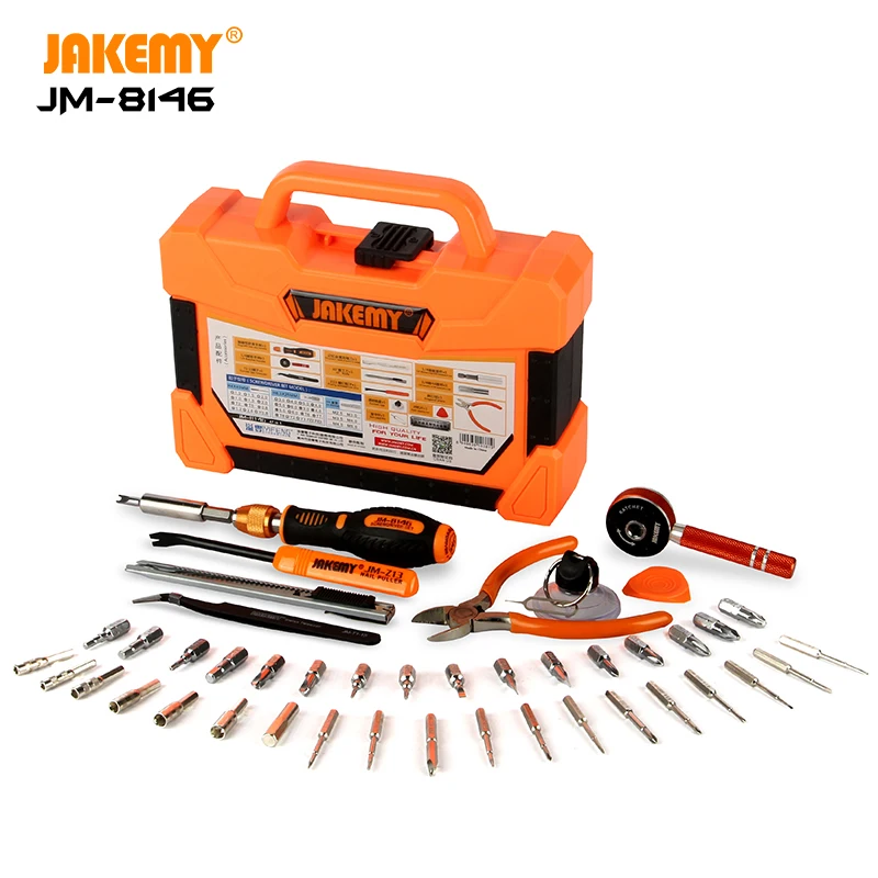 JAKEMY JM-8146 47 шт. в 1 бытовой набор инструментов для ремонта магнитных принадлежностей домашнего обслуживания инструменты мобильных отверток Набор бит