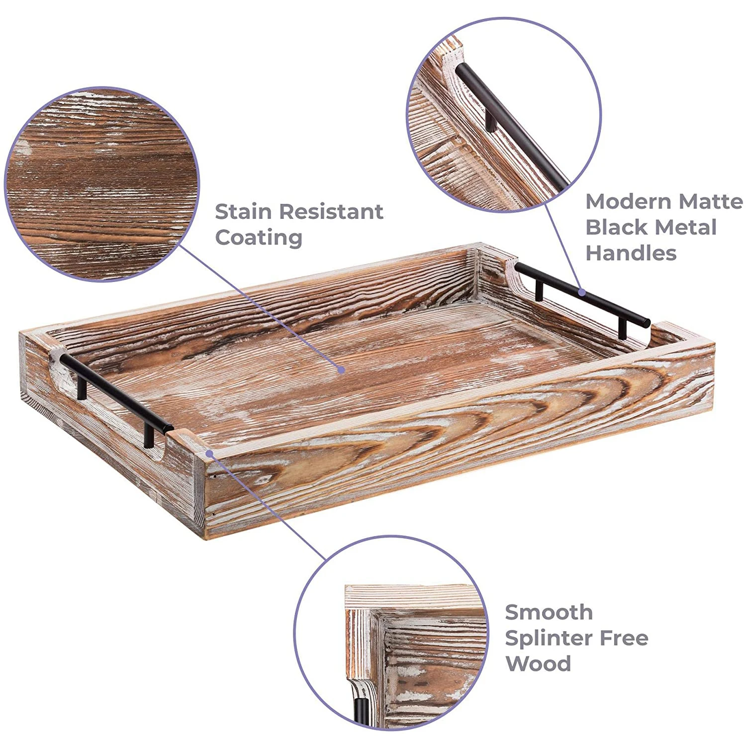 TAOTAOJU source factory square serving tray customized solid wood coffee tray pine with handle dinner plate wooden tray